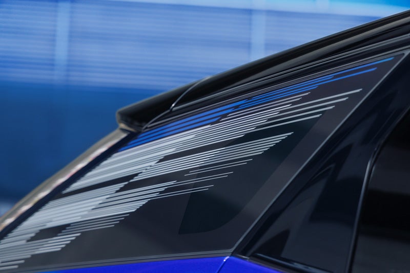 Close-up of the Modern Pattern on the 2026 OPTIQ-V Rear Quarter Glass | Fremont Cadillac in FREMONT CA