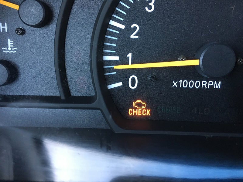 Check engine light illuminated on dashboard